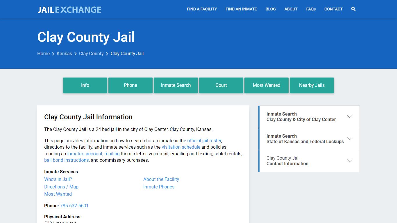 Clay County Jail, KS Inmate Search, Information - Jail Exchange
