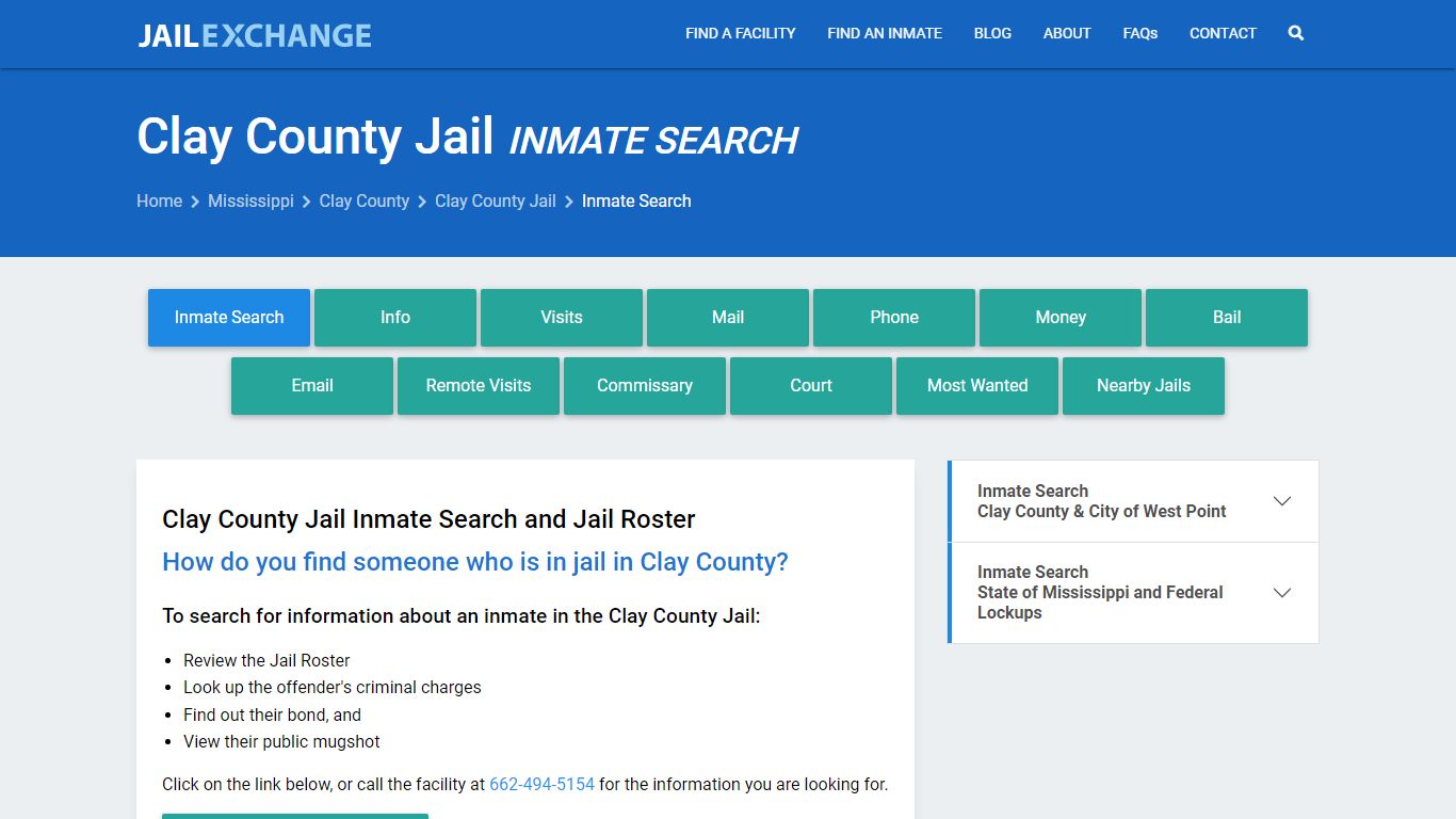 Inmate Search: Roster & Mugshots - Clay County Jail, MS