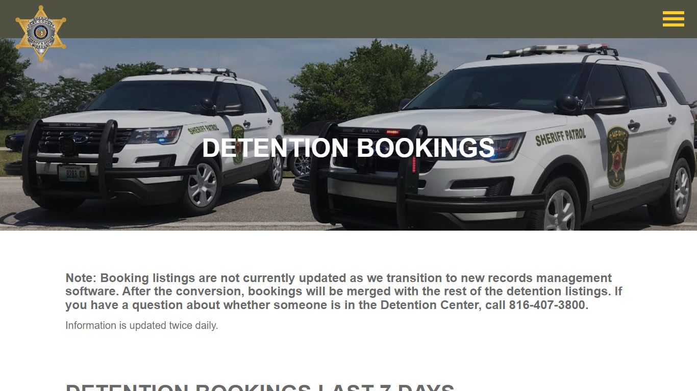 Detention Bookings | Clay County Sheriff's Office