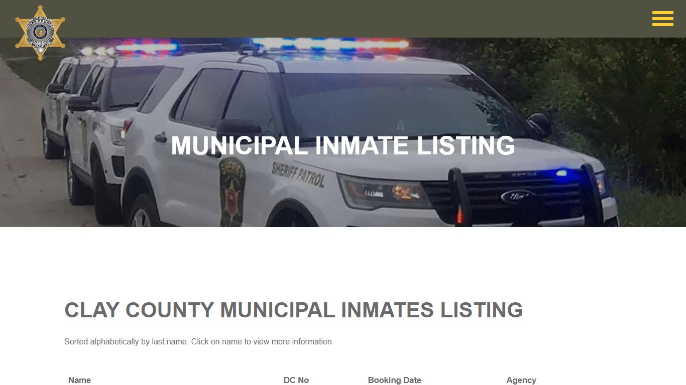 Clay County, MO Municipal Inmate Listing