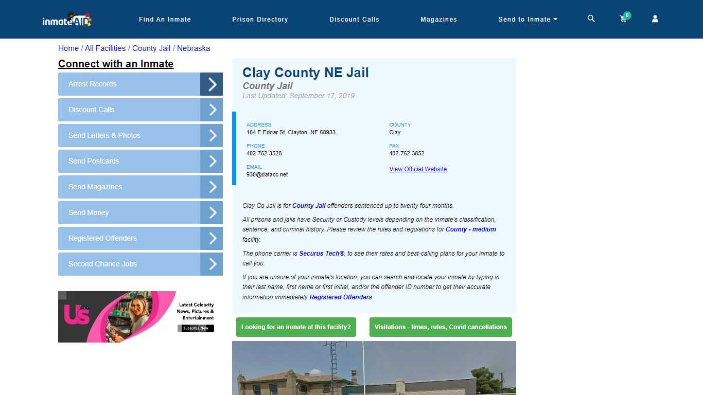 Clay County NE Jail - Inmate Locator - Clayton, NE