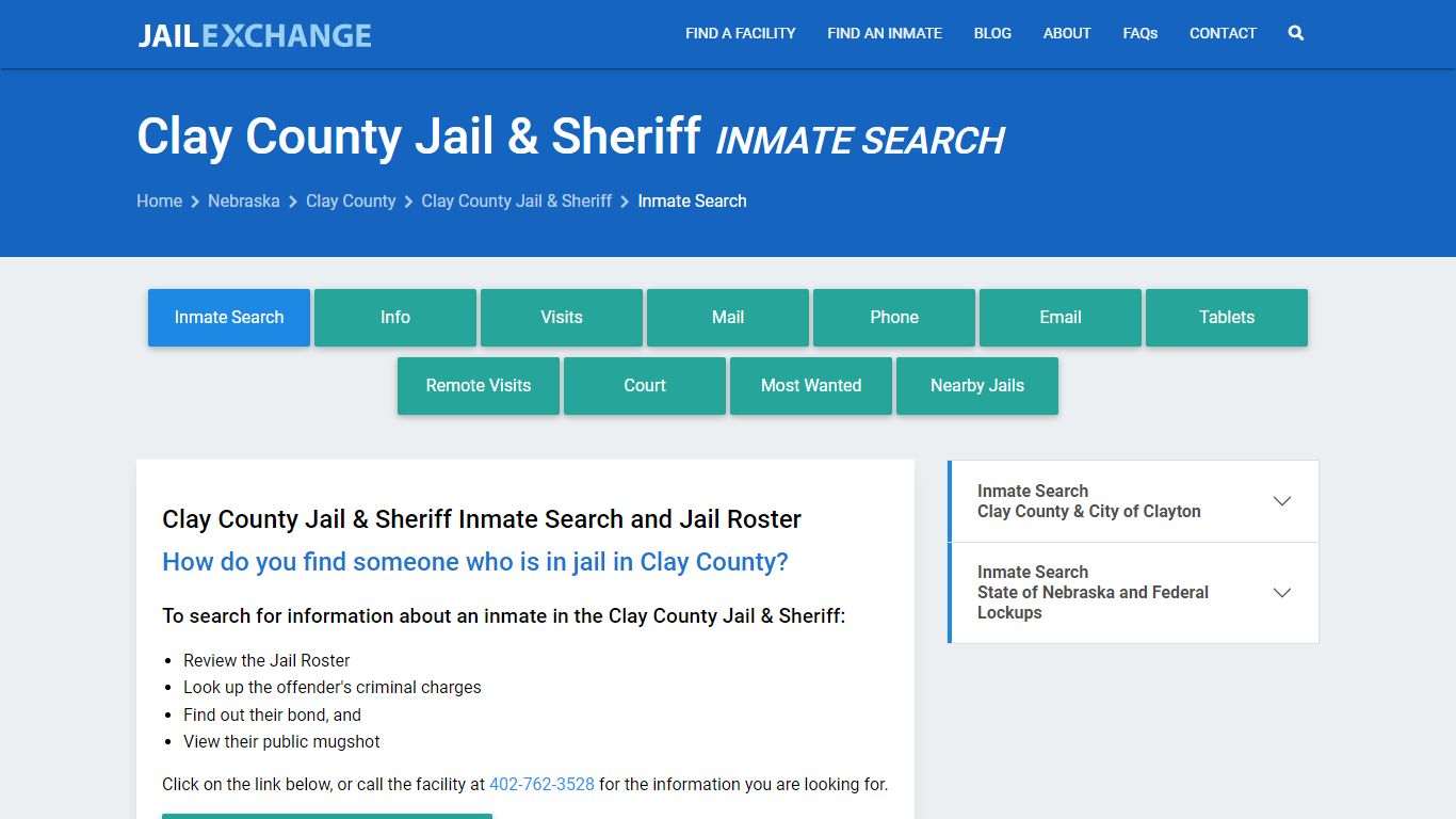 Inmate Search: Roster & Mugshots - Clay County Jail & Sheriff, NE