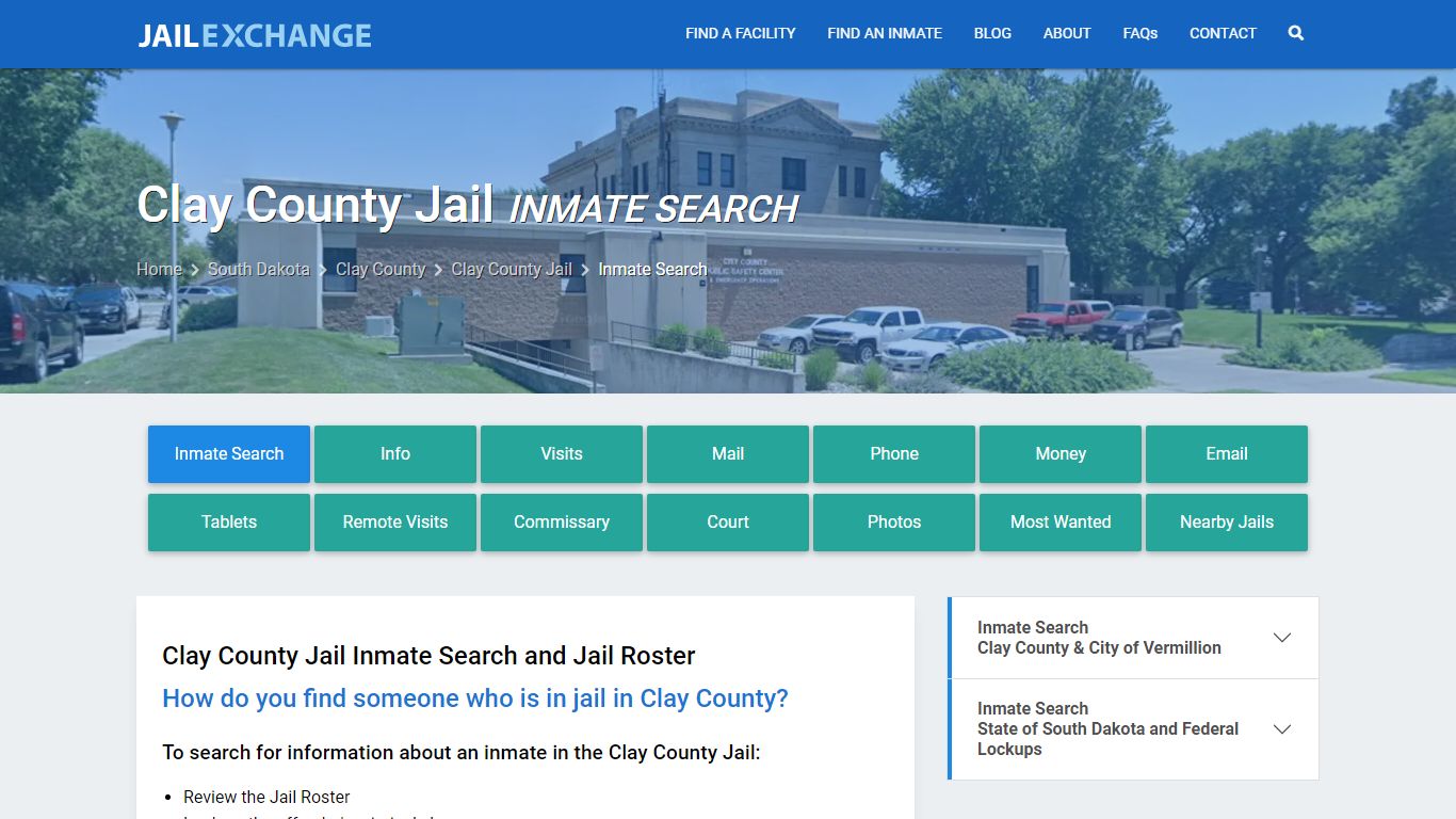 Inmate Search: Roster & Mugshots - Clay County Jail, SD