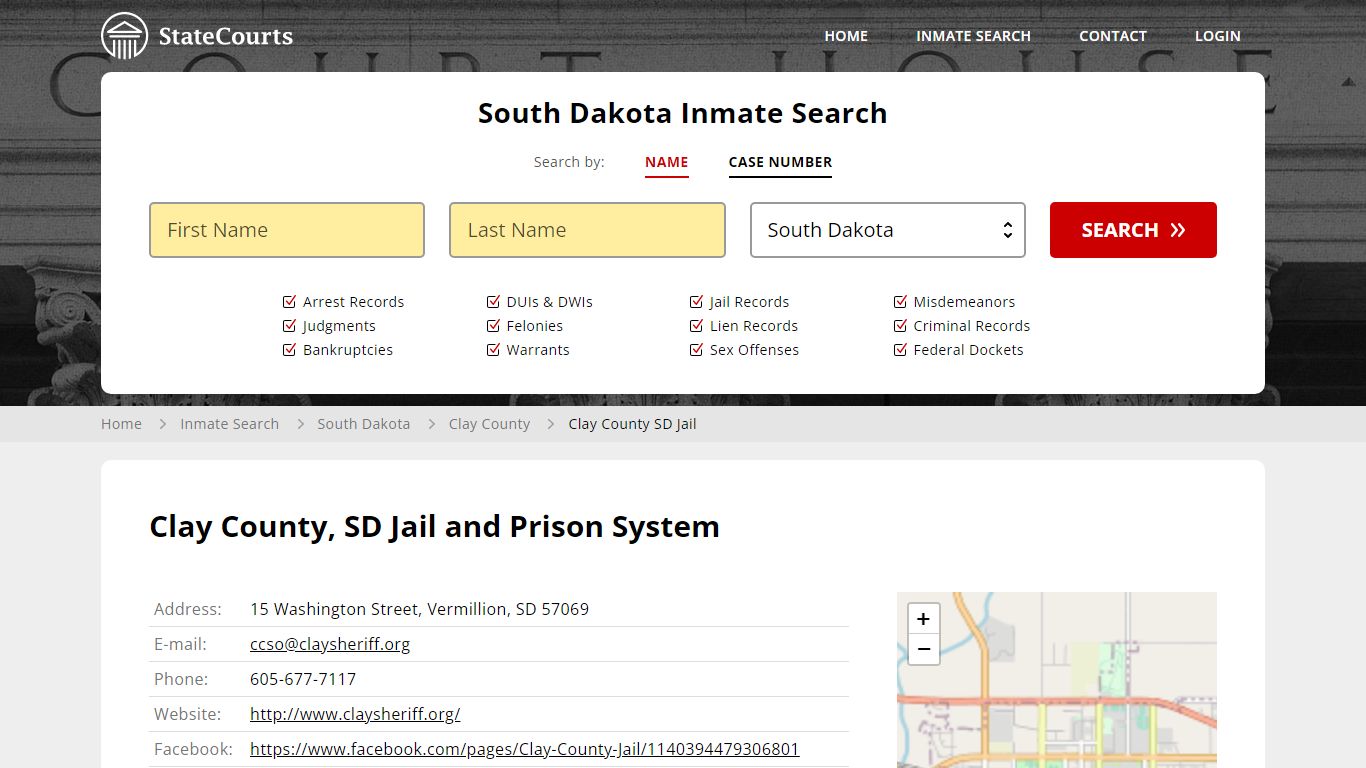 Clay County SD Jail Inmate Records Search, South Dakota - StateCourts