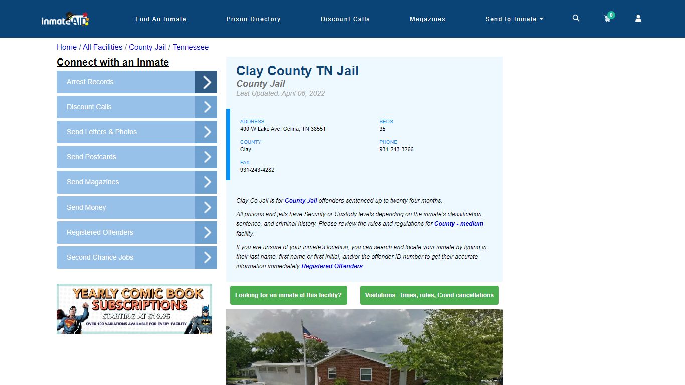 Clay County TN Jail - Inmate Locator - Celina, TN