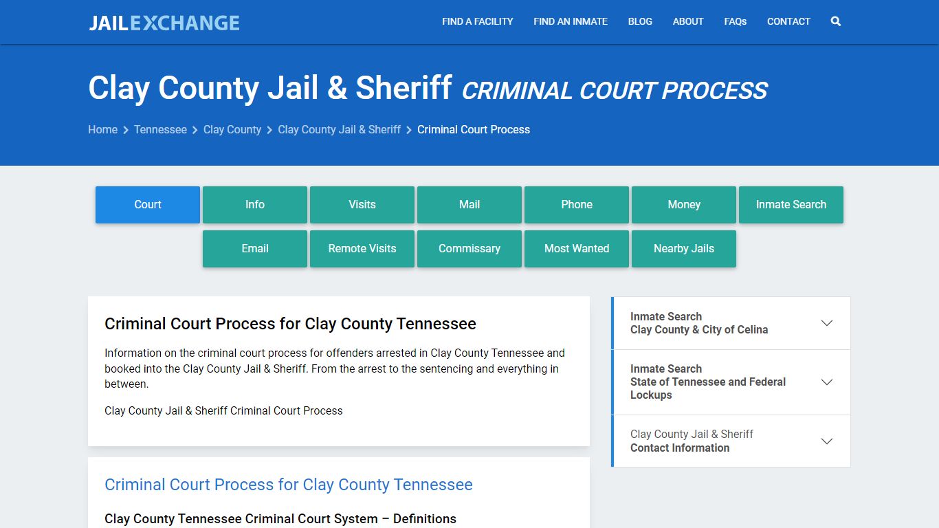 Clay County Jail & Sheriff Criminal Court Process