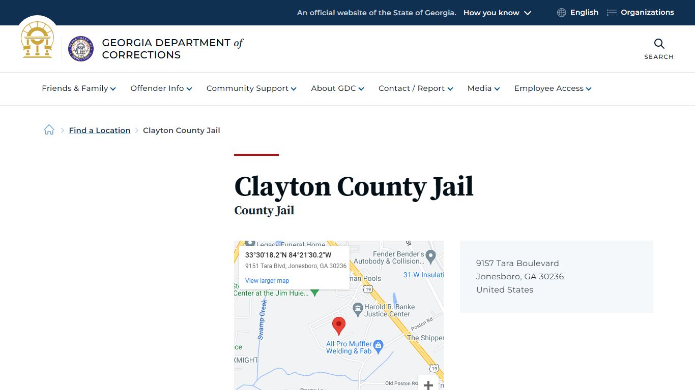 Clayton County Jail | Georgia Department of Corrections