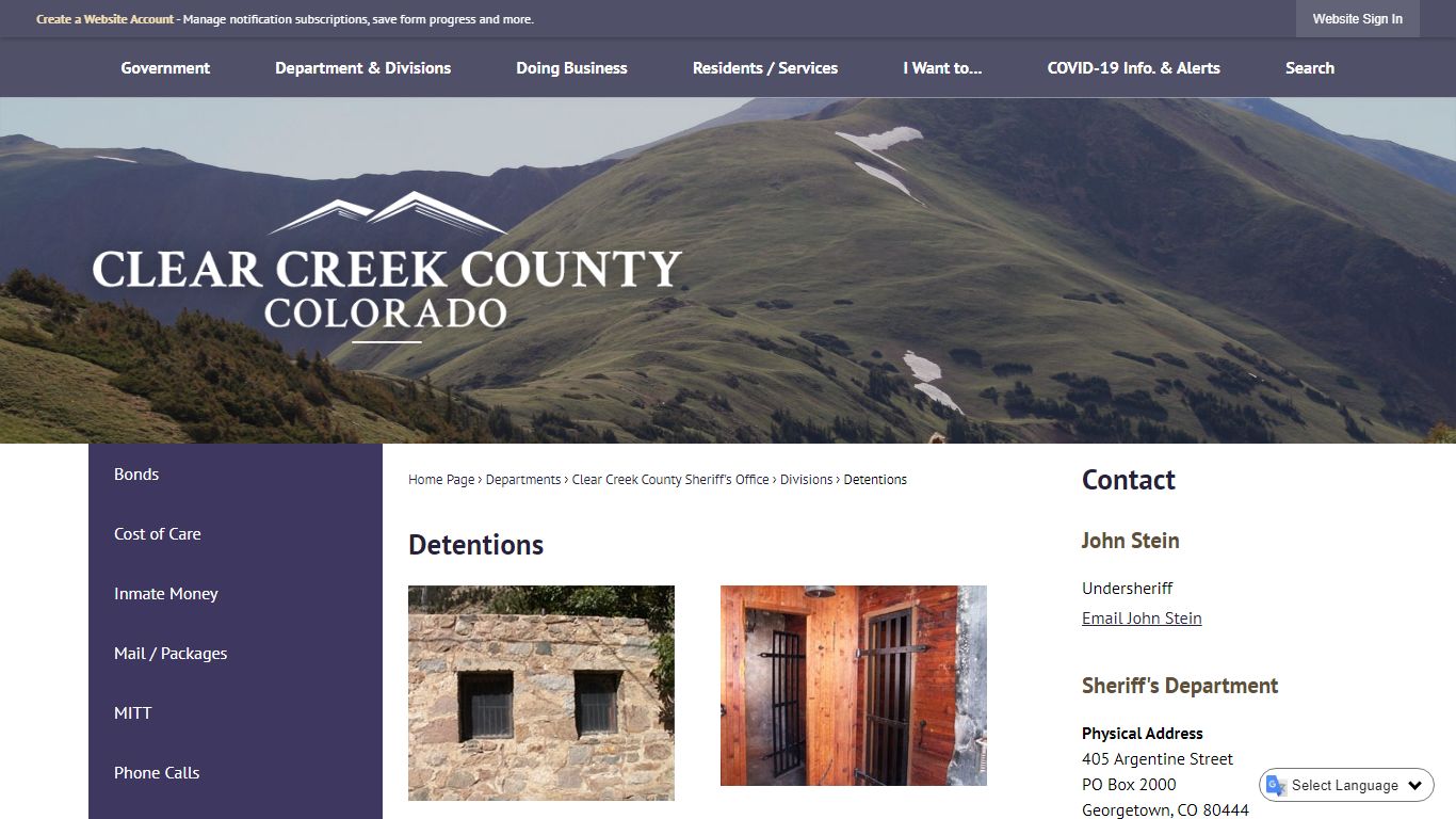 Detentions | Clear Creek County, CO - Official Website