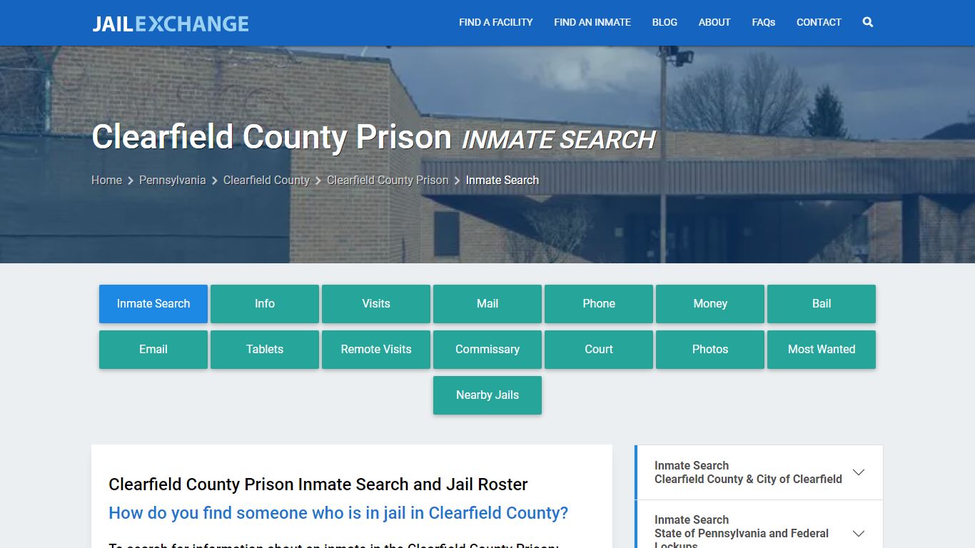 Inmate Search: Roster & Mugshots - Clearfield County Prison, PA