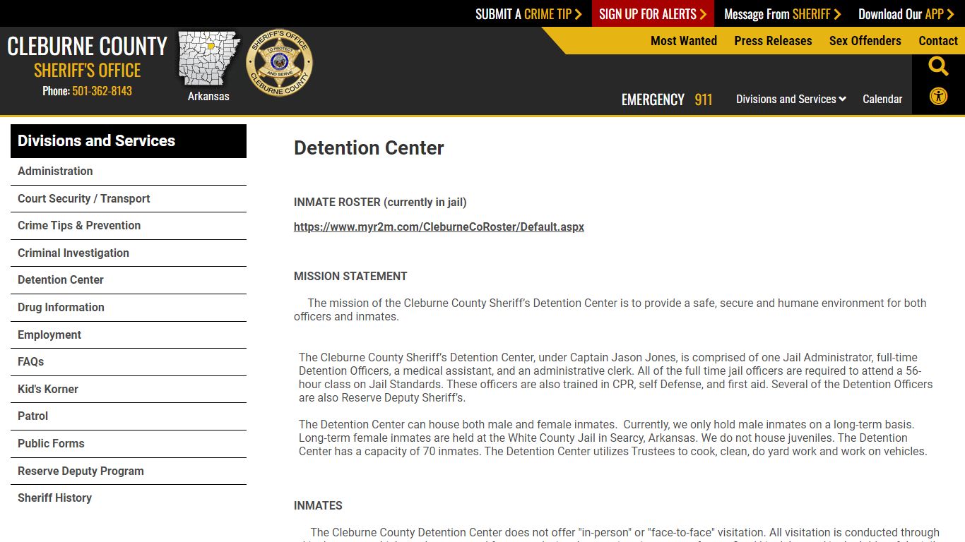 Detention Center | Cleburne County Sheriff AR
