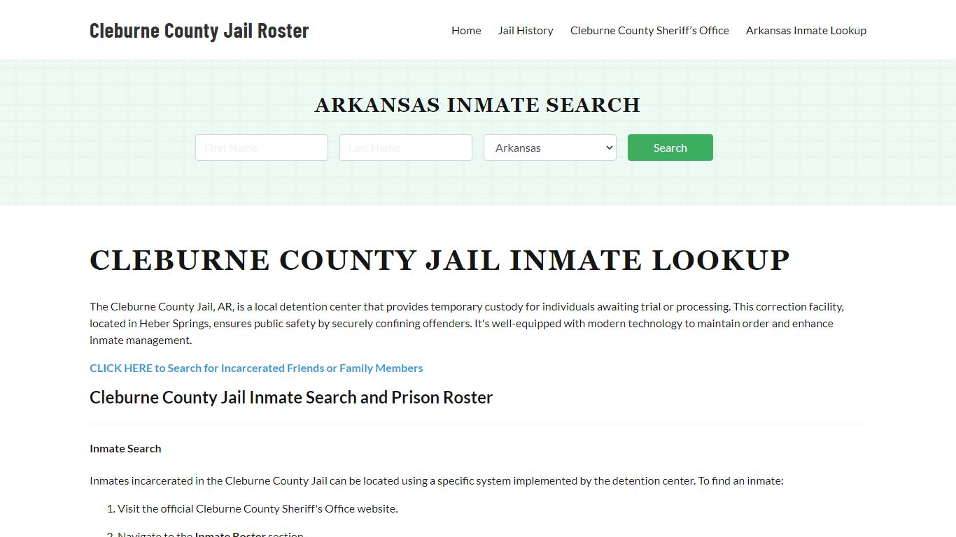 Cleburne County Jail Roster Lookup, AR, Inmate Search