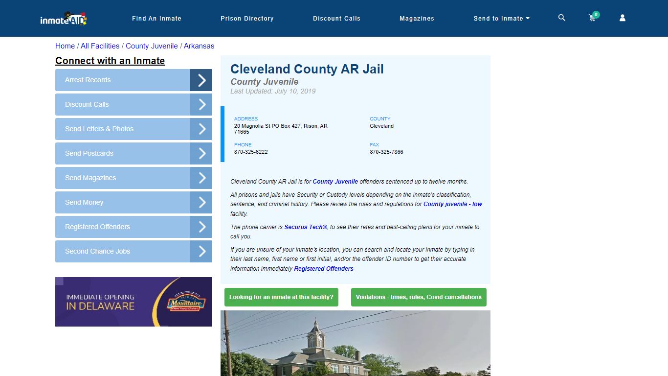 Cleveland County AR Jail & Inmate Search - Rison, AR