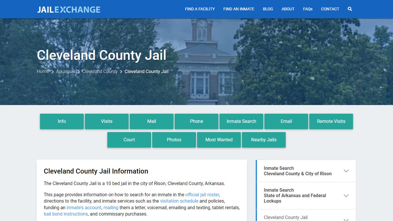 Cleveland County Jail, AR Inmate Search, Information