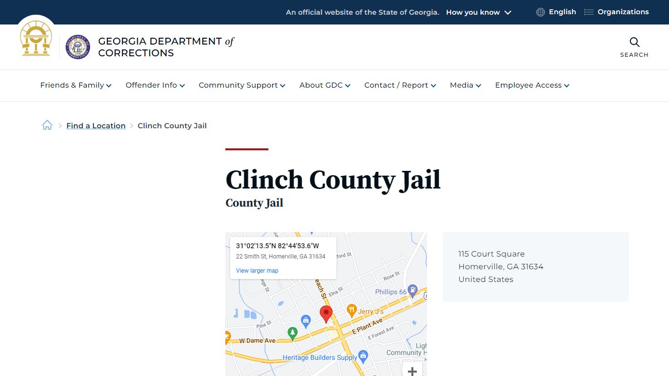 Clinch County Jail | Georgia Department of Corrections