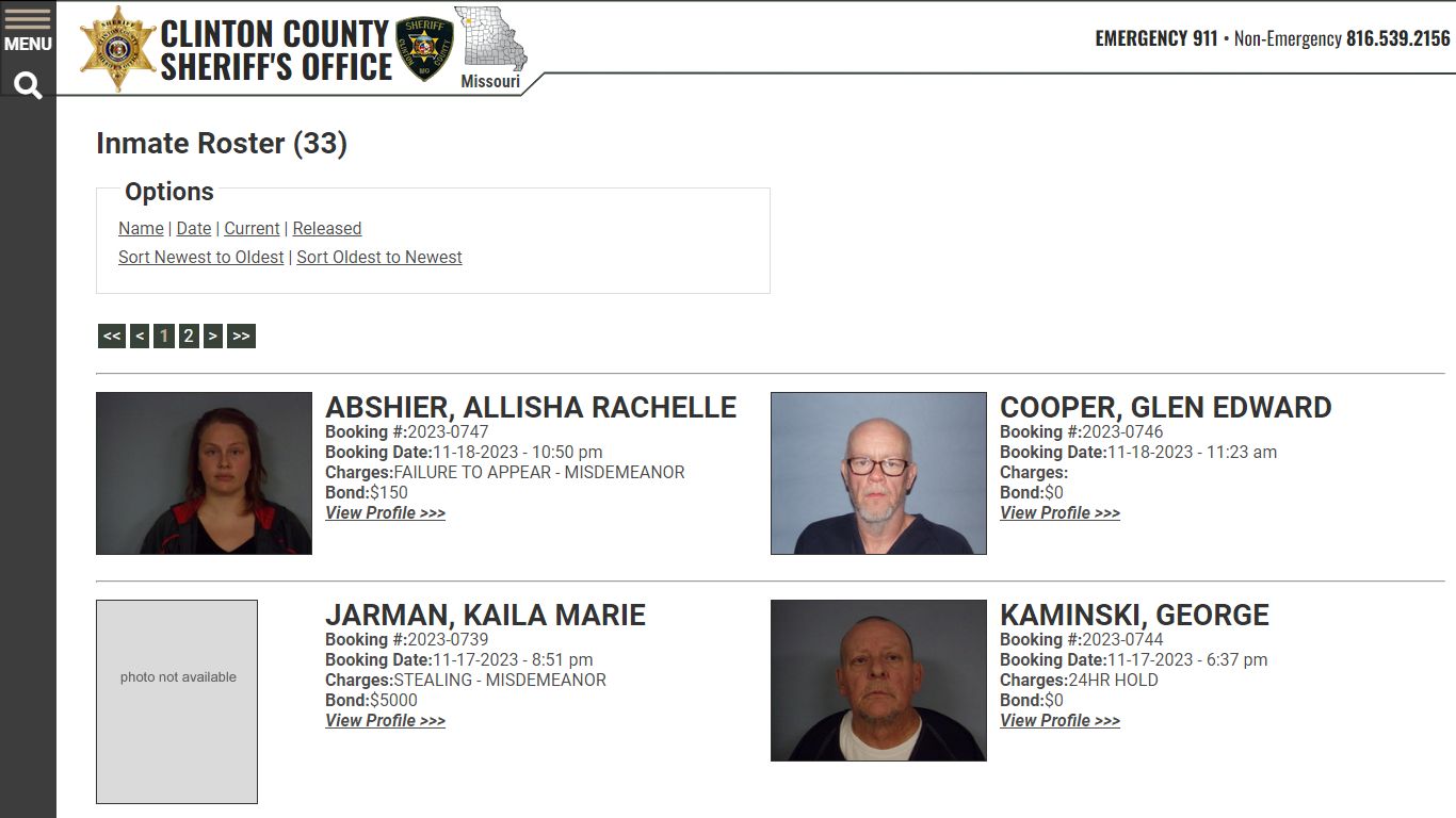 Inmate Roster - Clinton County Sheriff's Office | Missouri