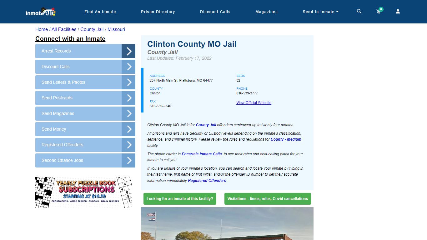 Clinton County MO Jail - Inmate Locator - Plattsburg, MO