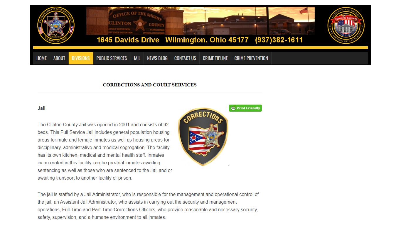 Corrections and Court Services | Clinton County Sheriff's Office