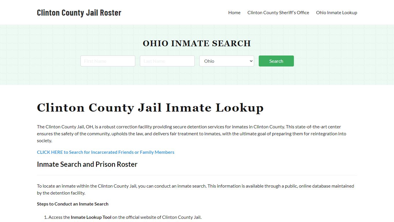 Clinton County Jail Roster Lookup, OH, Inmate Search