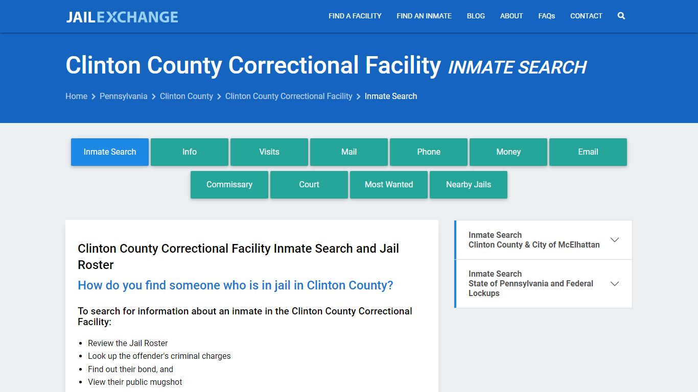 Clinton County Correctional Facility Inmate Search - Jail Exchange