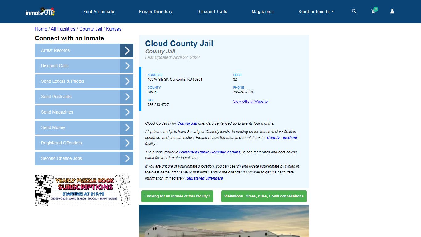 Cloud County Jail - Inmate Locator - Concordia, KS