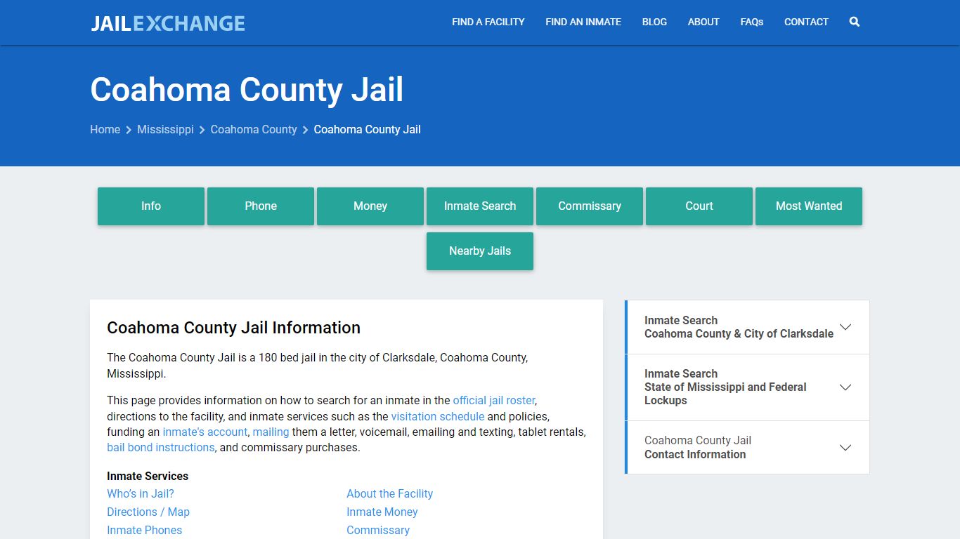 Coahoma County Jail, MS Inmate Search, Information