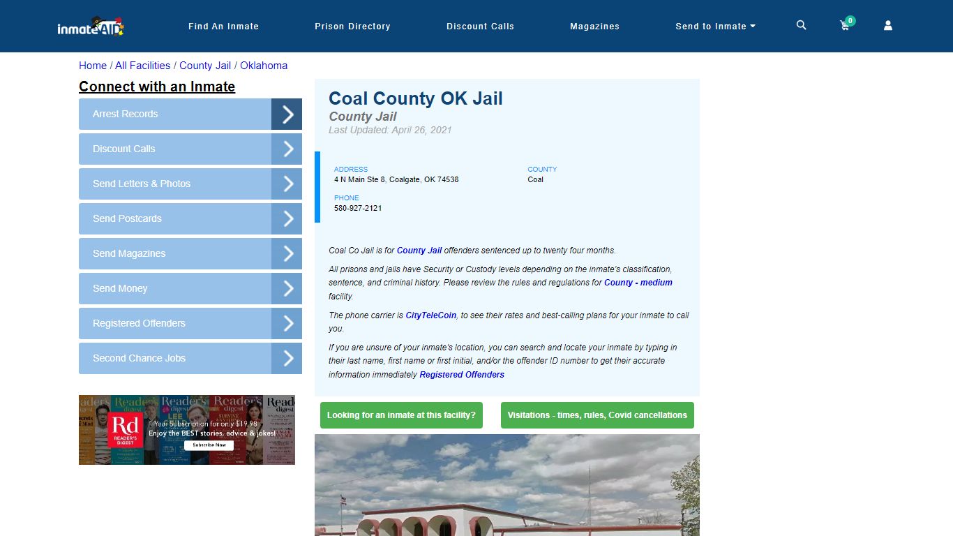Coal County OK Jail - Inmate Locator - Coalgate, OK