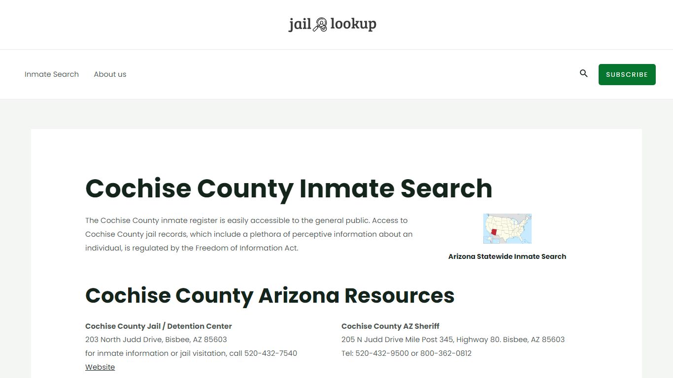 Cochise County Inmate Search - Jail Lookup