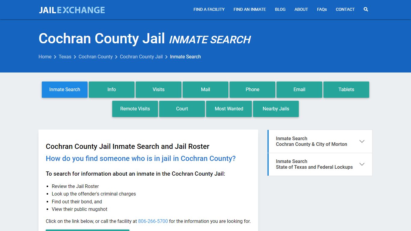 Inmate Search: Roster & Mugshots - Cochran County Jail, TX