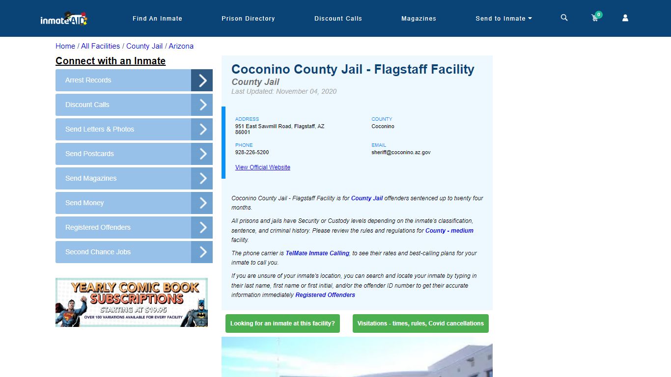 Coconino County Jail - Flagstaff Facility - Inmate Locator - Flagstaff, AZ
