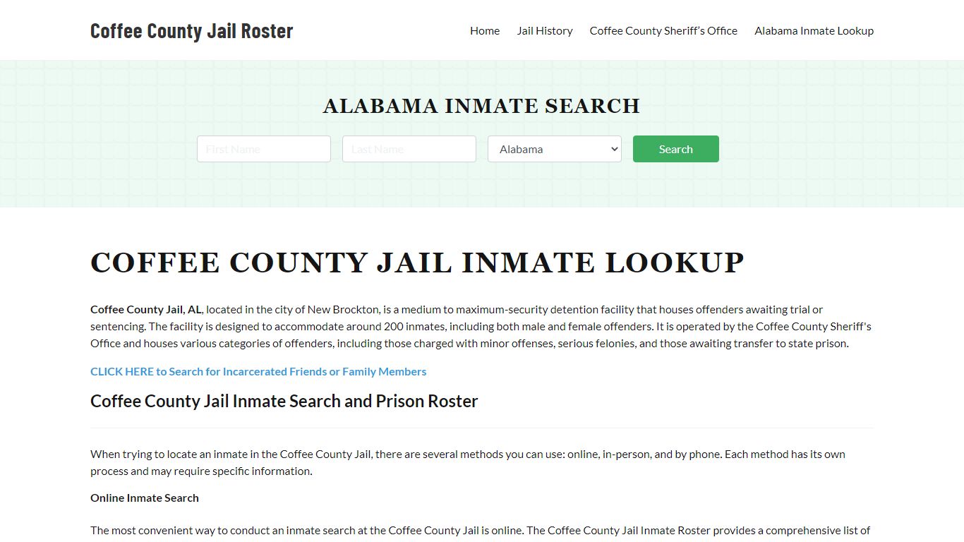 Coffee County Jail Roster Lookup, AL, Inmate Search