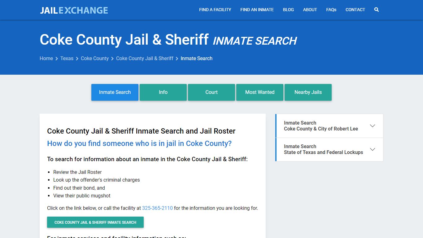 Coke County Jail & Sheriff Inmate Search - Jail Exchange