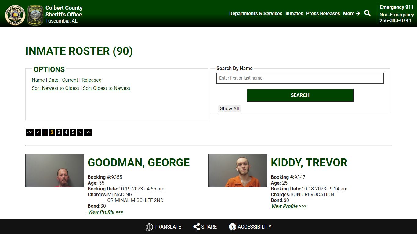 Inmate Roster (86) - Colbert County Sheriff AL