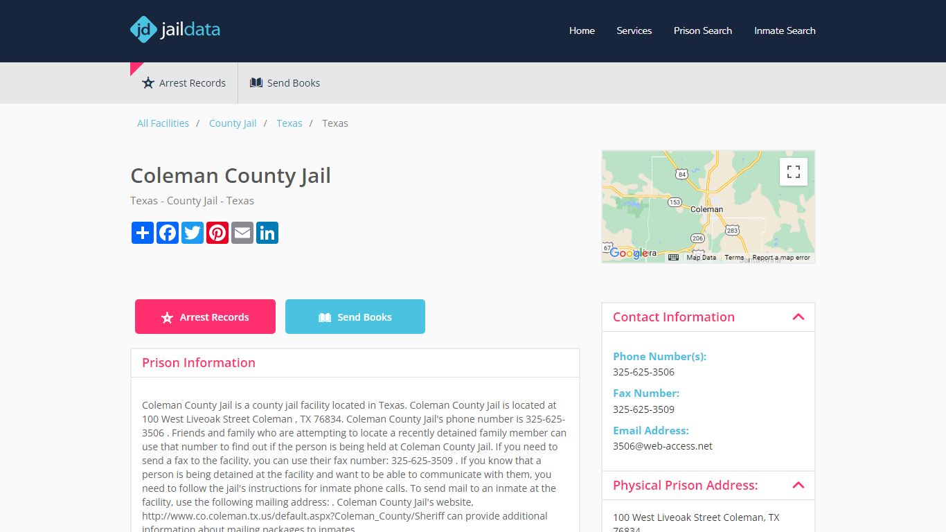 Coleman County Jail Inmate Search and Prisoner Info - Coleman, TX