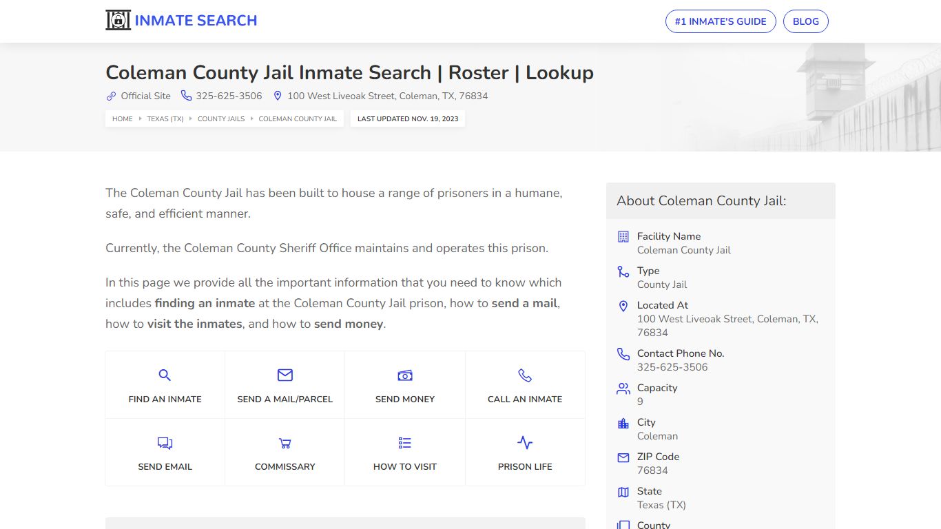 Coleman County Jail Inmate Search | Roster | Lookup