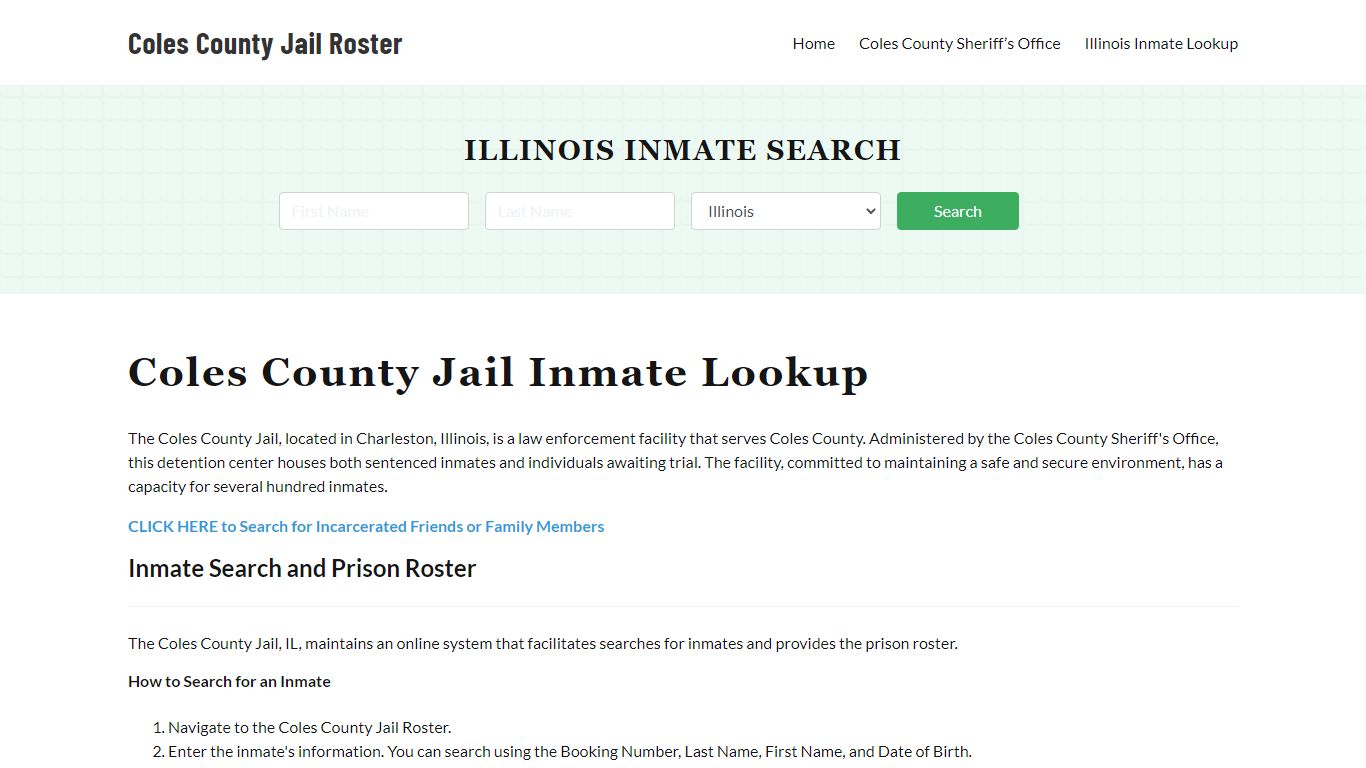 Coles County Jail Roster Lookup, IL, Inmate Search