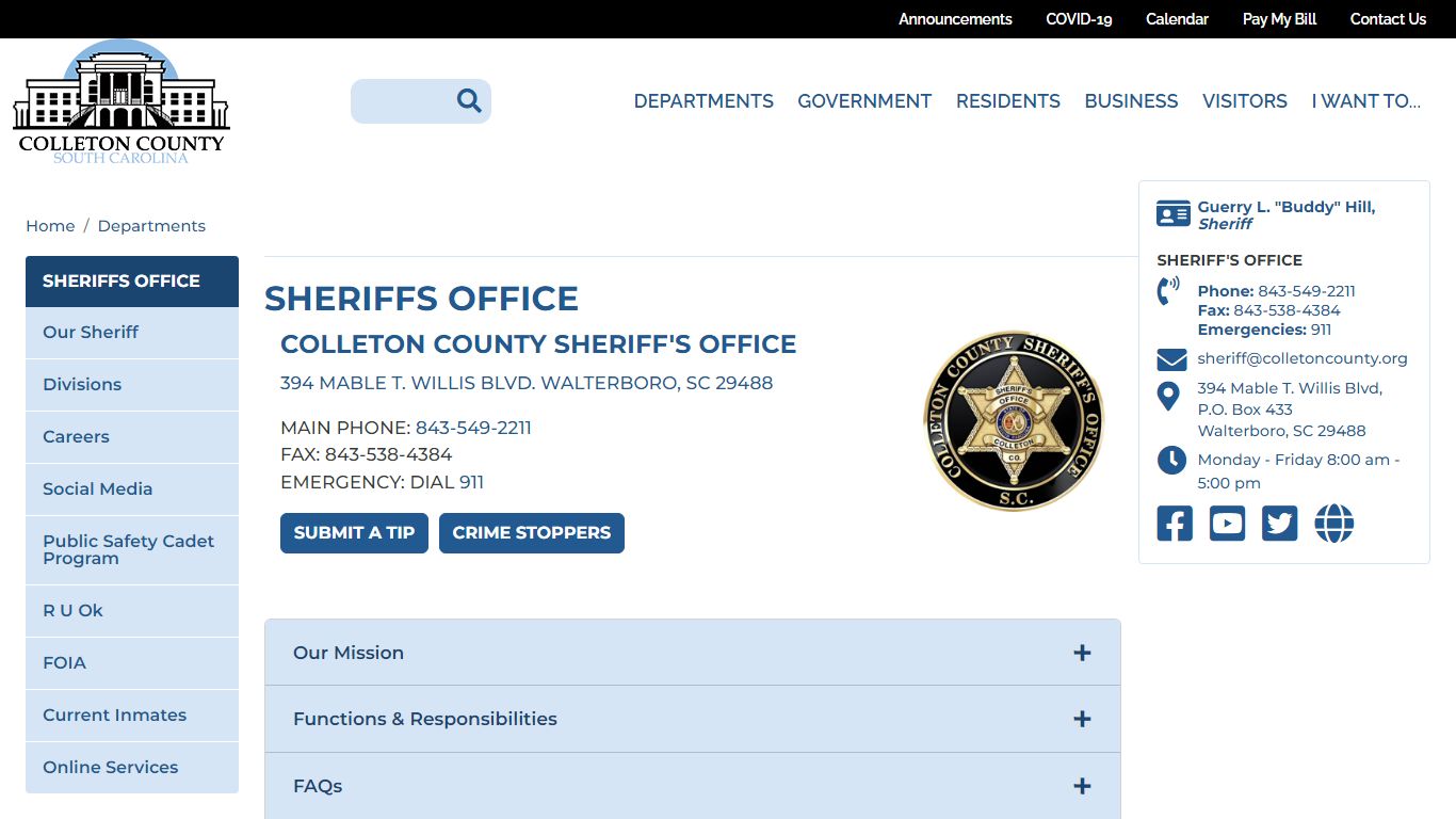Sheriffs Office | Colleton County, SC