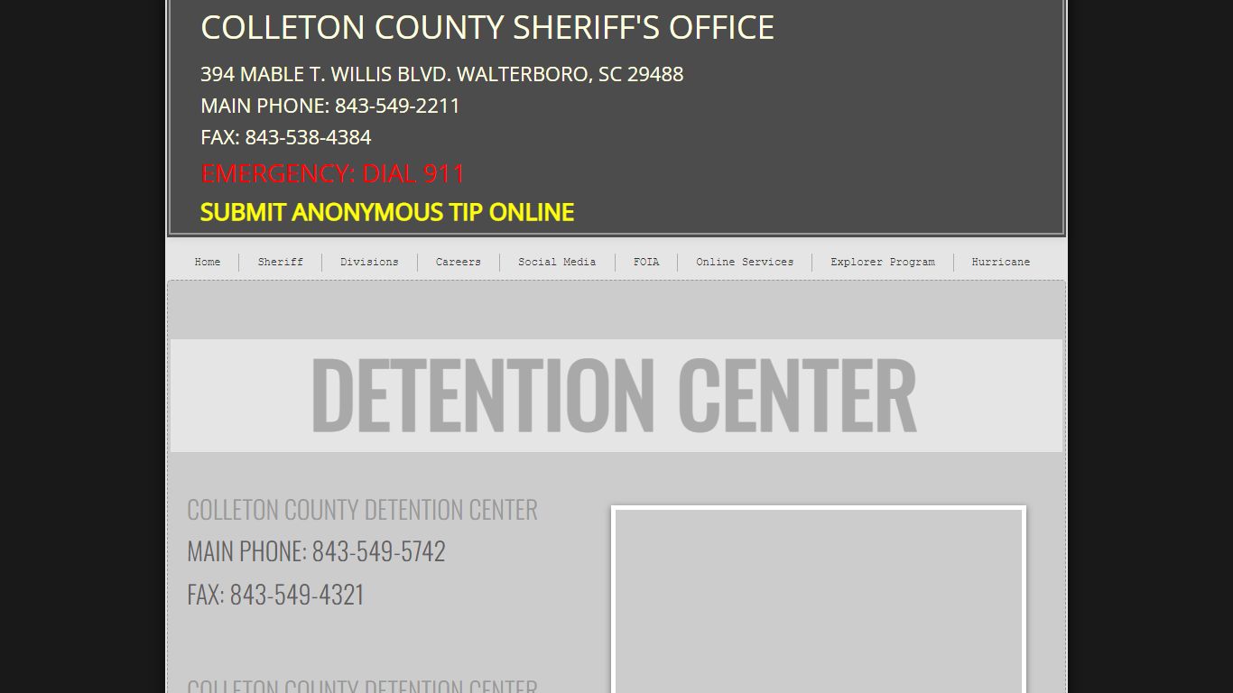 Detention Center - Colleton County Sheriff's Office