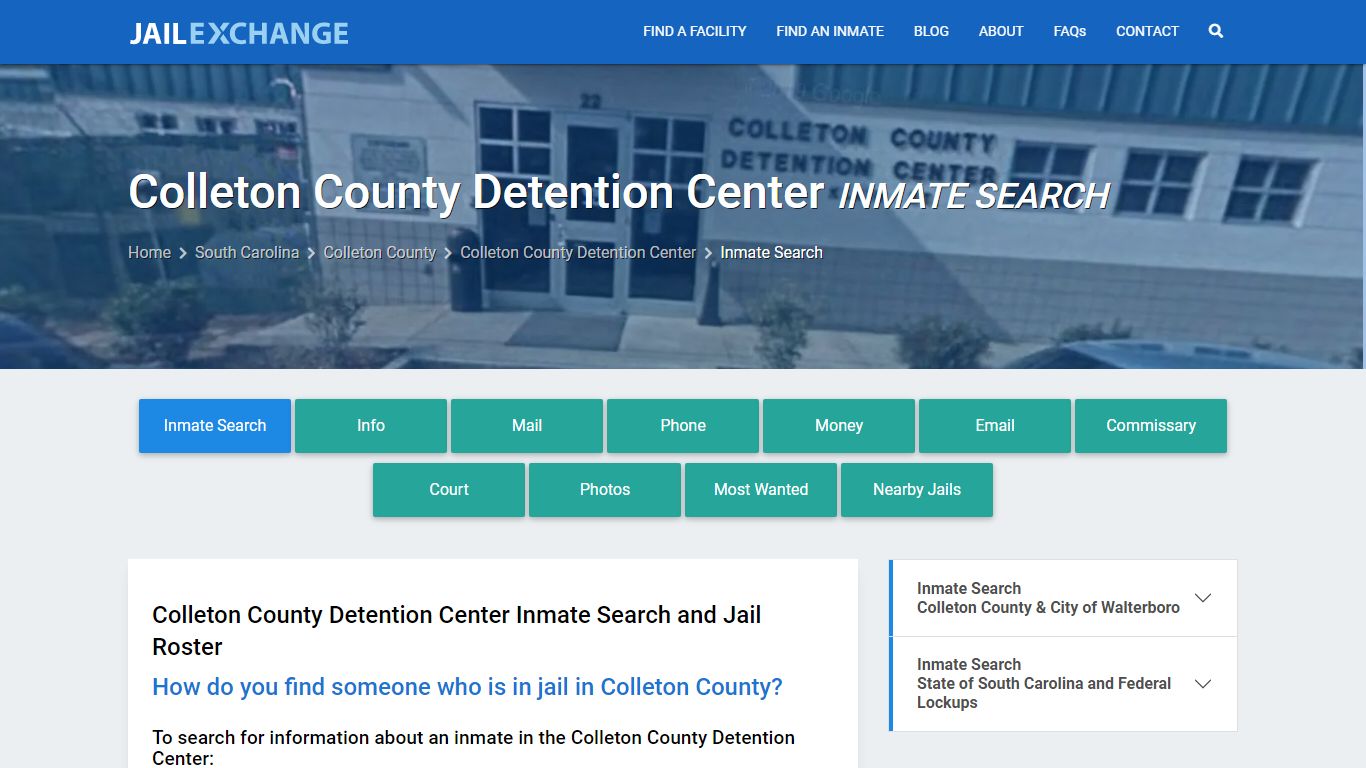 Colleton County Detention Center Inmate Search - Jail Exchange