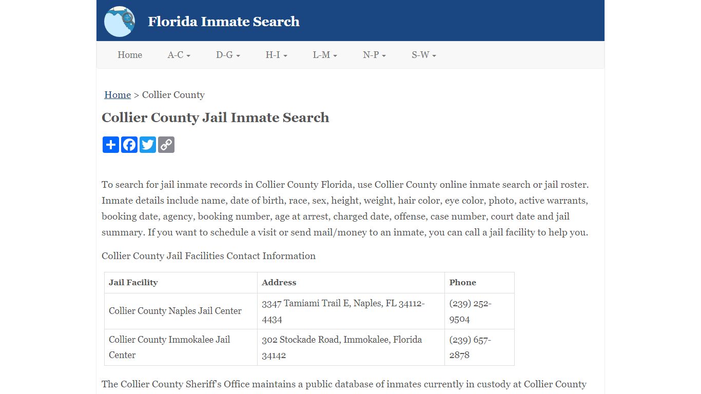 Collier County Jail Inmate Search