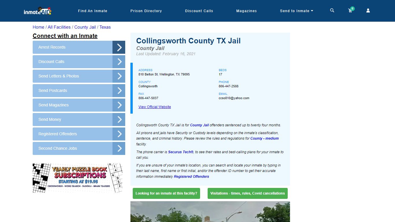 Collingsworth County TX Jail - Inmate Locator - Wellington, TX