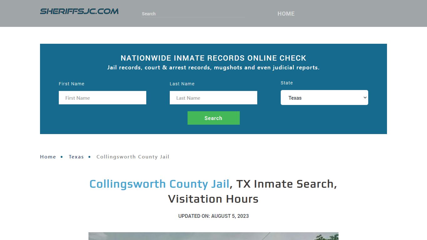 Collingsworth County Jail, TX Inmate Search, Visitation Hours