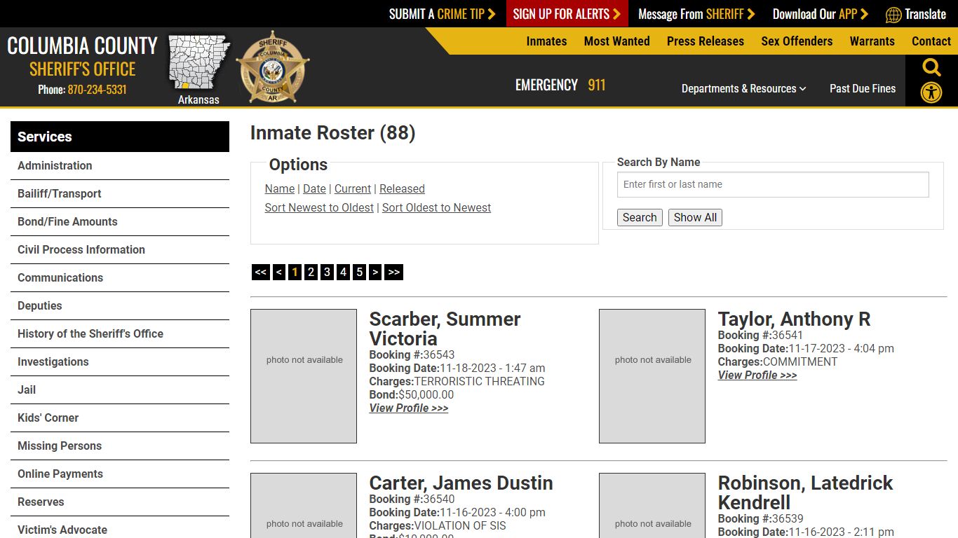 Inmate Roster (86) - Columbia County Sheriff AR
