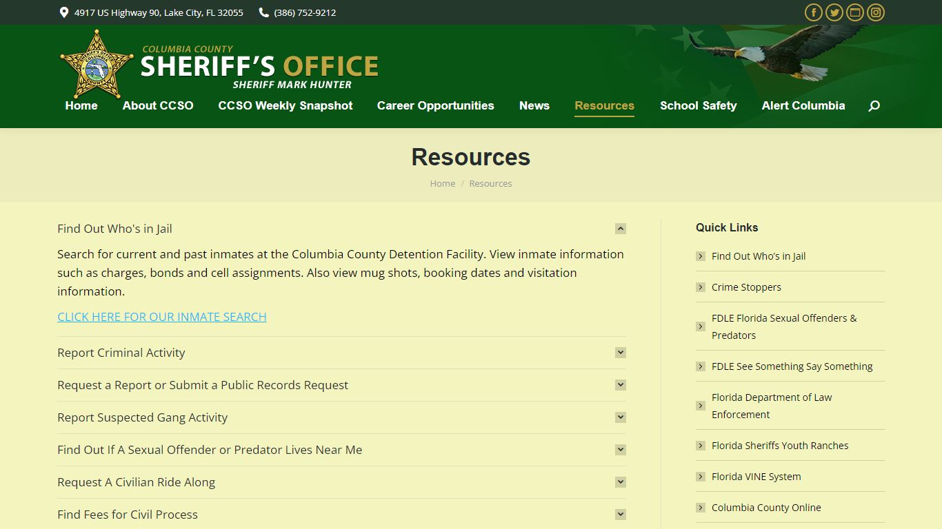 Resources – Columbia County, FL – Sheriff's Office