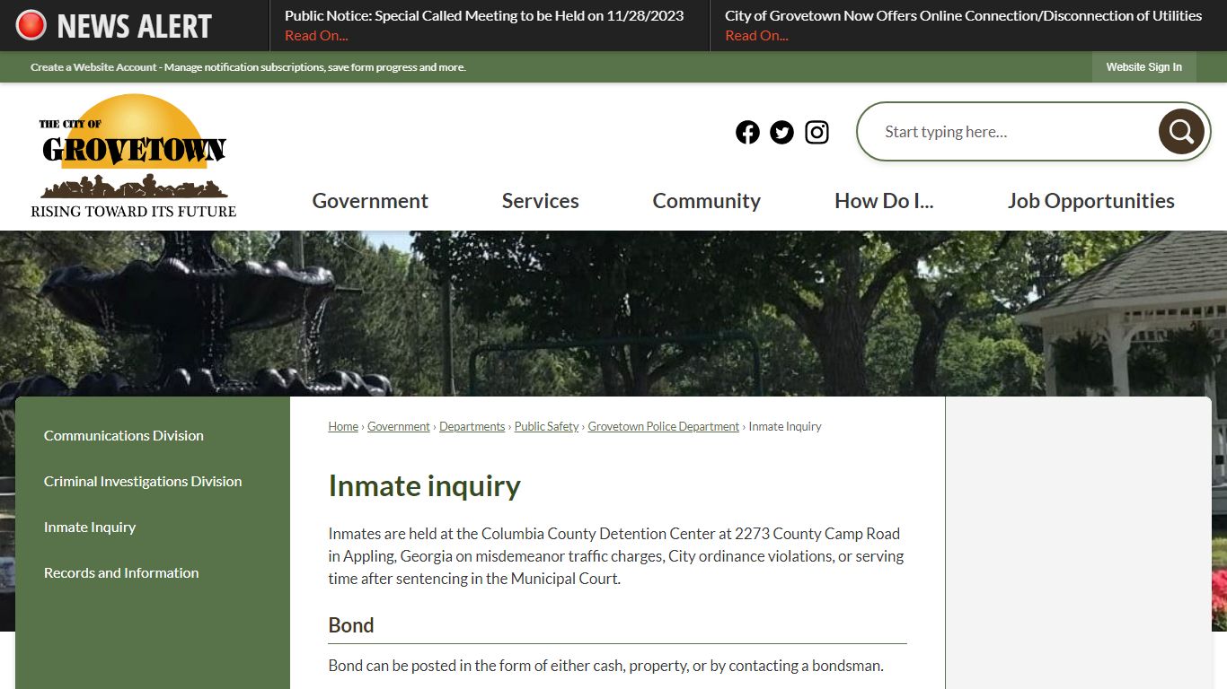 Inmate inquiry | Grovetown, GA