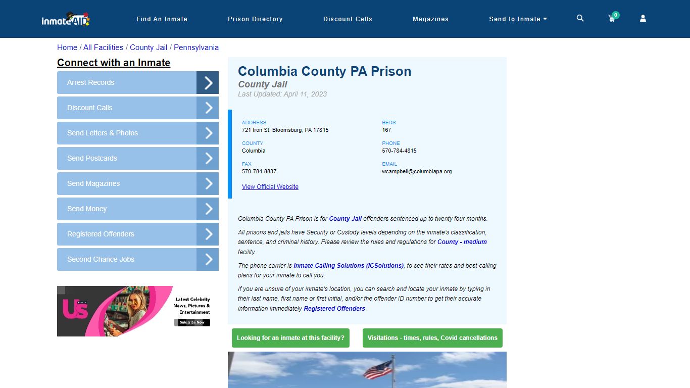 Columbia County PA Prison - Inmate Locator - Bloomsburg, PA