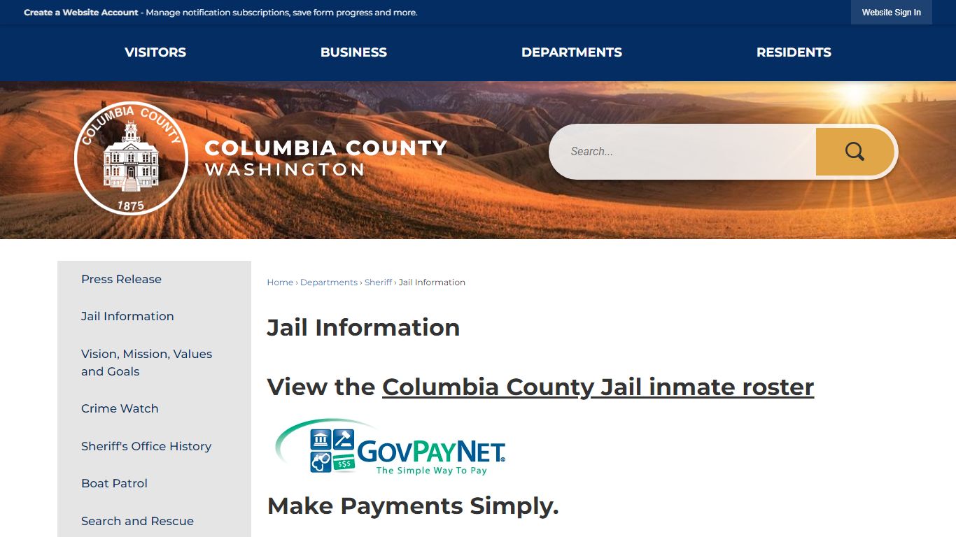 Jail Information | Columbia County, WA - Official Website