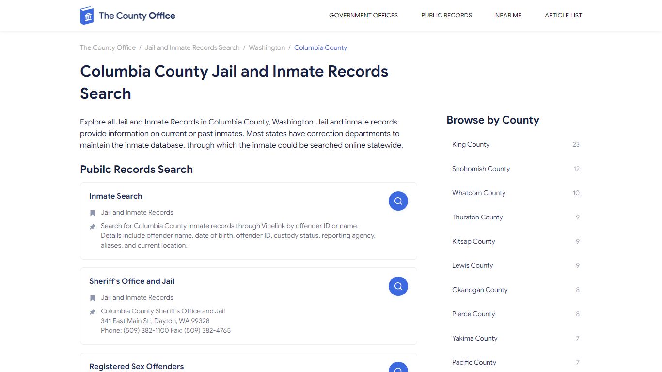 Columbia County Jail and Inmate Records Search
