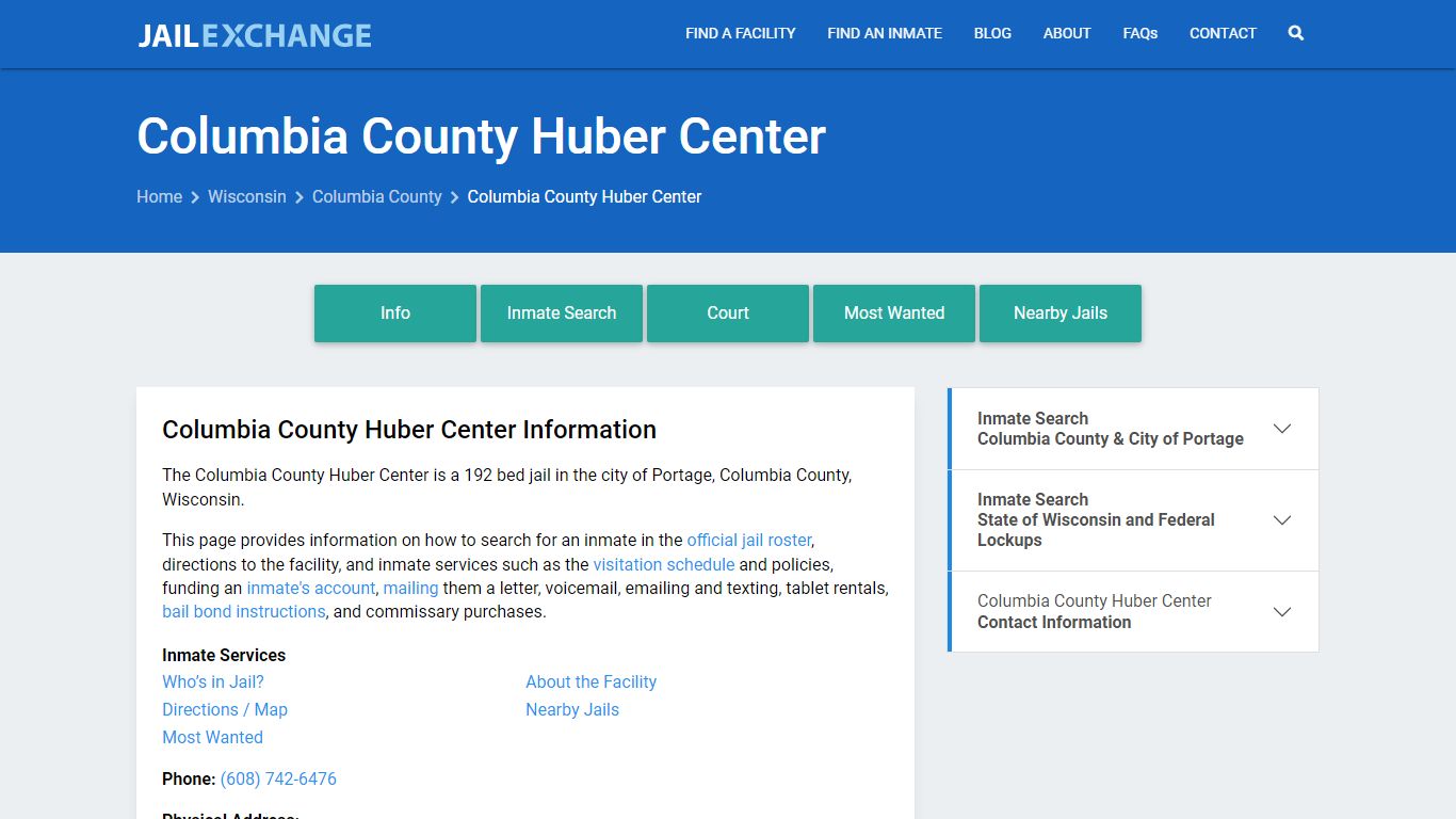 Columbia County Huber Center, WI Inmate Search, Information - Jail Exchange