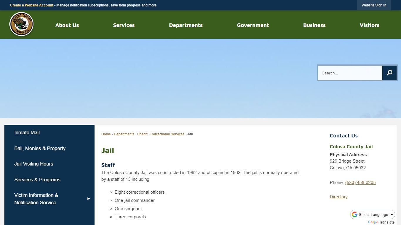 Jail | Colusa County, CA - Official Website