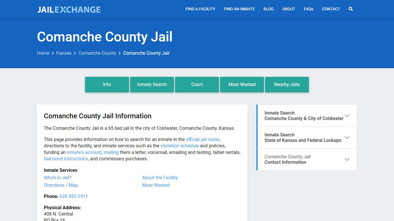 Comanche County Jail, KS Inmate Search, Information